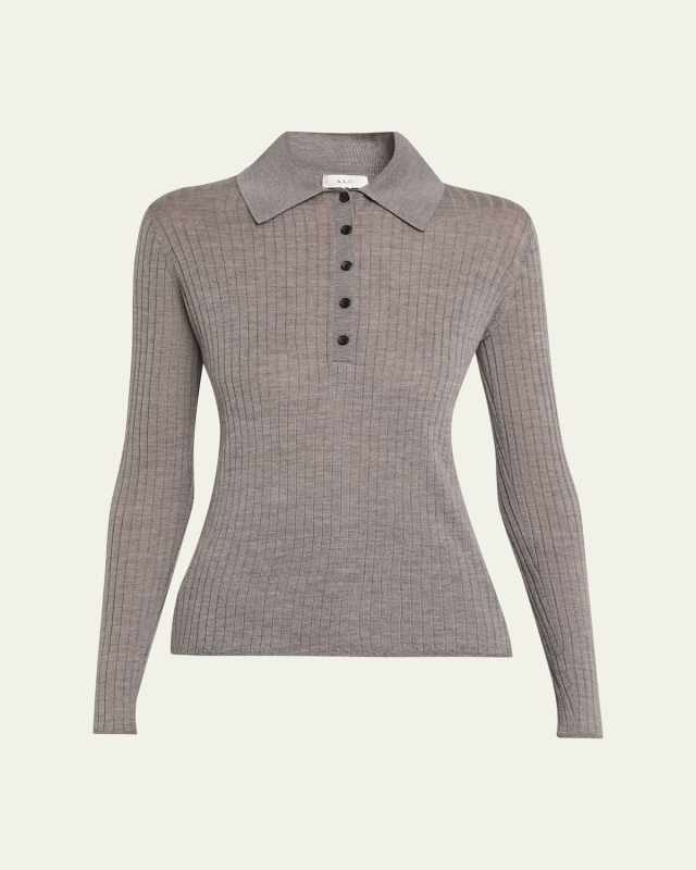 Alex Long-Sleeve Ribbed Wool Top
